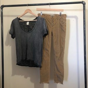 Free People Tee & Corduroy Button Up Pants